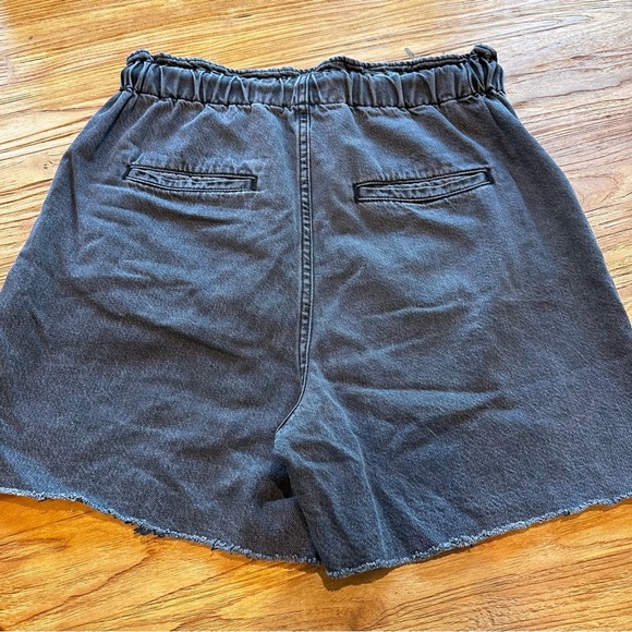 Urban Outfitters BDG Womens Denim Washed Black Jeans Raw Hem Mom Shorts Rope Tie - Picture 8 of 8